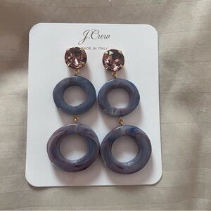 J. Crew Purple and Gold Double-Circle Drop Earrings